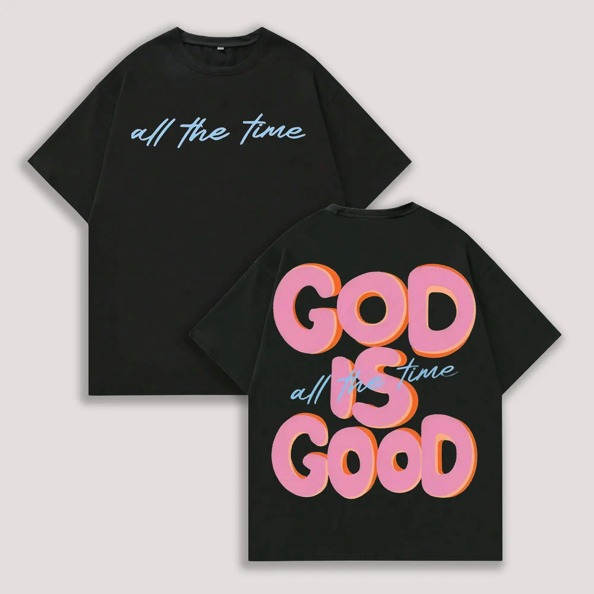 Men's & Women's Oversized T-Shirt GOD IS GOOD Double-Sided Graphic Print Retro Vintage Streetwear Loose Fit Round Neck Short Sleeve 100% Cotton