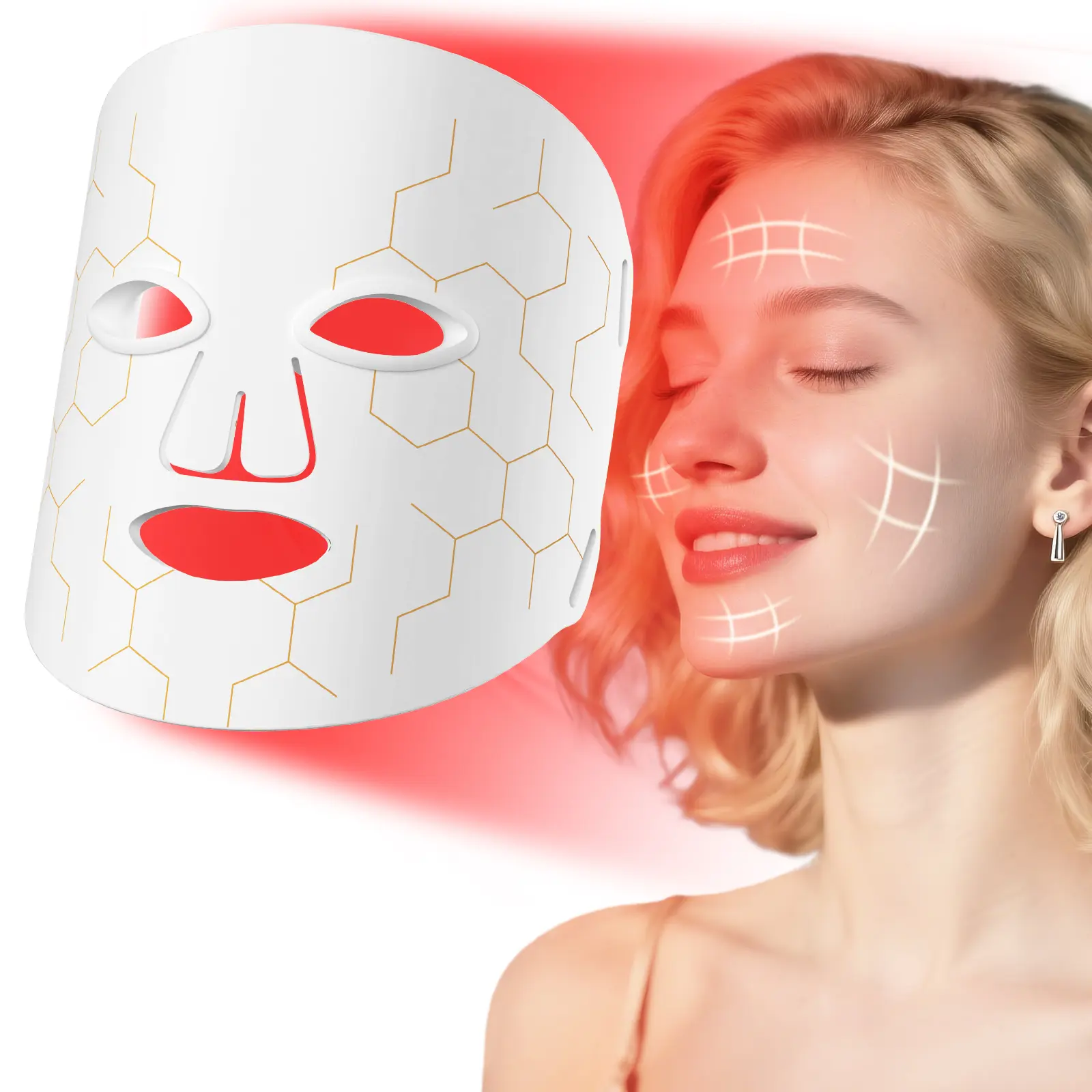 288-LED Red Light Therapy Face Mask, 8 Modes with 630nm & 850nm Infrared Light, Silicone Adjustable Lightweight Device with Timer, 2600mAh Remote Control for Anti-Aging, Acne Treatment, Ideal Gift