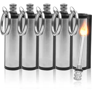 5pcs Permanent Matches, Magnesium Fire Rope Set, Waterproof Emergency Flint Keychain Lighter, Suitable for Outdoor Survival, Gifts, Relatives