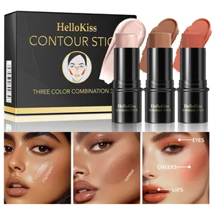3-in-1 Face Sculpting Stick Kit – Cream Blush Highlighter Bronzer Buildable Color for Young Girls & Women Transfer-Resistant Blendable for Selfies & Weekend Outings, Beauty Products,summervibes
