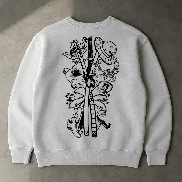 OP Devil Fruits & Gomu Gomu No Mi Vintage Anime Double Printed  Sweatshirt & Hoodie, Oversized Streetwear Outfits, Otaku Gift Idea,Graphic winter gift hoodie,  perfect for streetwear gift for all, Anime Inspired graphic tees men gifts dailywear Menswear