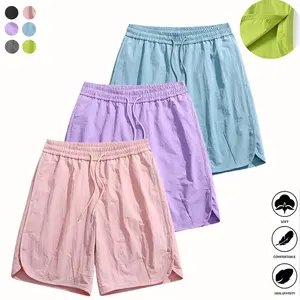 Women's 3-Pack Quick Dry 5-Inch Cargo Shorts, Stretch Ice Silk Casual Shorts with Removable Cuffs, Elastic Drawstring Waist for Outdoor, Fitness, Yoga and All-Day Comfort
