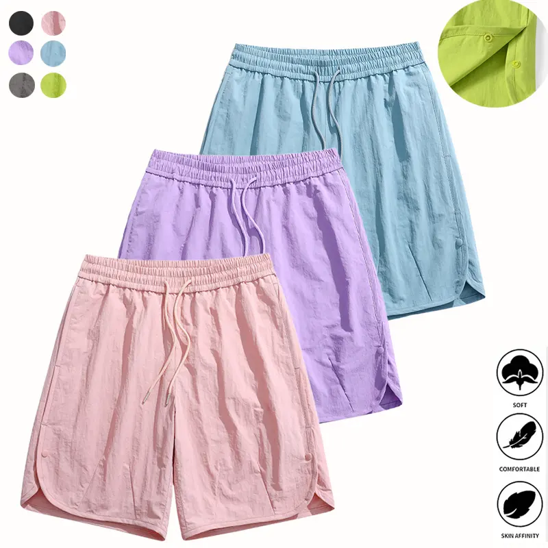 Women's 3-Pack Quick Dry 5-Inch Cargo Shorts, Stretch Ice Silk Casual Shorts with Removable Cuffs, Elastic Drawstring Waist for Outdoor, Fitness, Yoga and All-Day Comfort