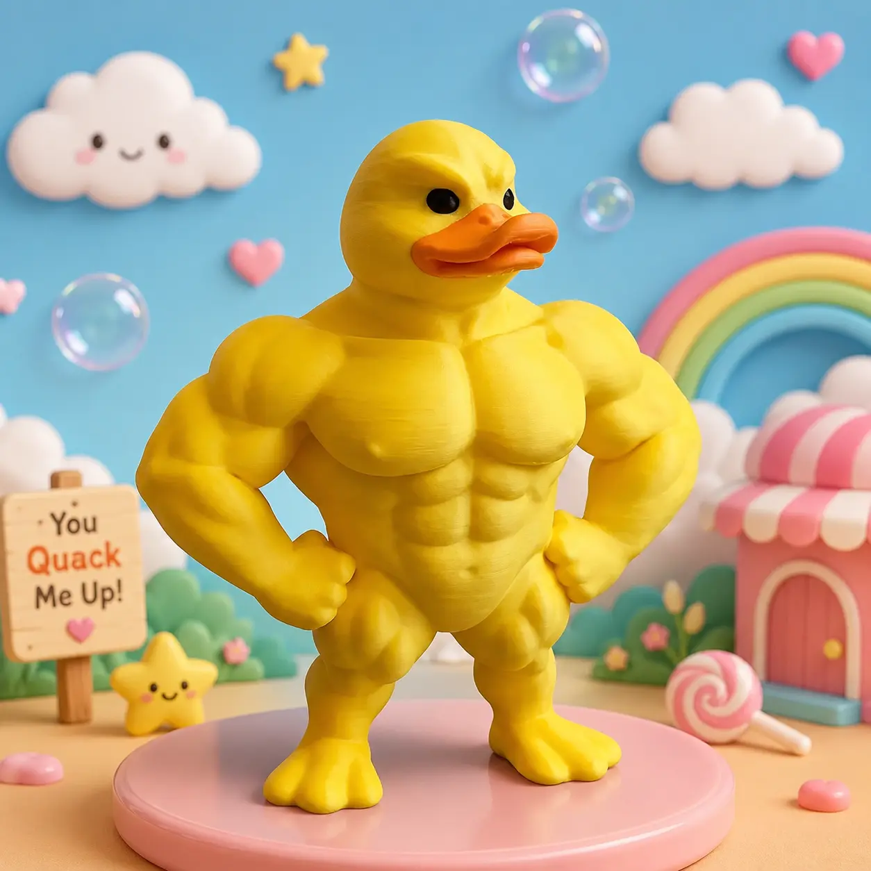 Funny Muscle Duck Figurine, Yellow Fitness Duck Desk Decor, Cute Bodybuilder Duck Statue for Home Office Gym, Fun Gift for Fitness Lovers