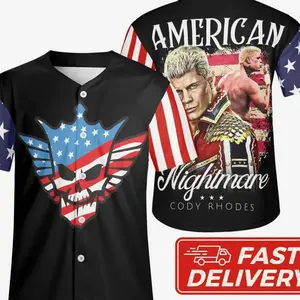 Cody Rhodes American Nightmare Baseball Jersey, WWE Wrestling Inspired Button Up Shirt, American Nightmare Fan Apparel, Unisex Baseball Jersey, Gift for Wrestling Fans