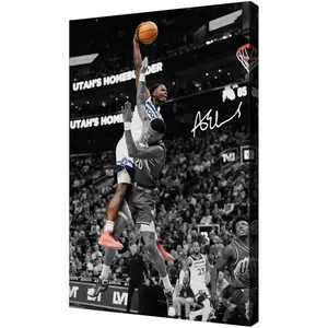 Basketball Superstar Anthony Edwards Signed Canvas For Kids Fans Room Bedroom Wall Decor-Sports Star Posters Canvas Art Print Picture For Teen Boy Birthday Gifts