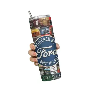 Ford Built Insulated Tumbler with Lid and Straw, Reusable Travel Tumbler for Water, Smoothies, and Tea. 20oz Iced Coffee Cup with Lid & Stainless Steel Straw. Bottle Drinkware Mug Water Bottles Drink Insulated Cup Skinny Portable Flasks Bottled