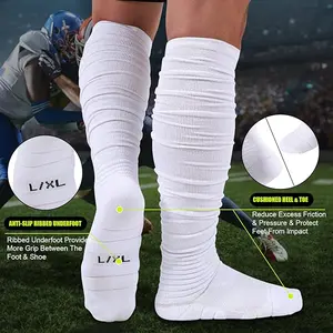 Scrunch Sport Socks 1/2 Pairs Extra Long Padded Mens Youth Boys Soccer Socks with Compression Support & Honeycomb Padding for Athletic Performance