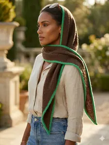 Women's Fashion Contrast Color Triangle Scarf, Premium Knit Shawl Wrap, Soft Breathable Shoulder Cape for Spring/fall, Elegant Multi-Wear Neck Scarf