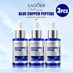 3pcs Blue Copper Peptide Serum with GHK-Cu & Hyaluronic Acid, Hydrating Anti-Aging Copper Peptide Serum for Face & Neck, Firming Daily Skincare for Fine Lines, Lightweight Non-Greasy, 30ml