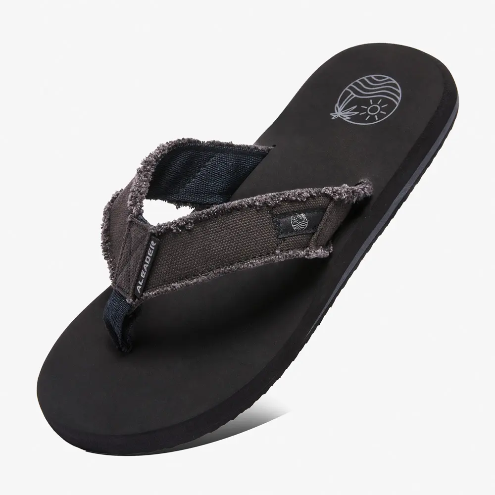 ALEADER Men's Canvas Classic Flipflop Slide Footwear, Lightweight Nylon Material Beach Thong Sandals, Comfortable Outdoor Slides Sandals, Outdoor Sandals tiktokshopbacktoschool
