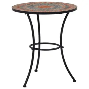 Mosaic Bistro Table Orange/Gray 23.6" Ceramic