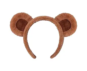 Brown Bear Ears Headband Soft Plush Material Cute Animal Head Mask for Girls Women Men Party Costume Cosplay Decoration Makeup Washing Face