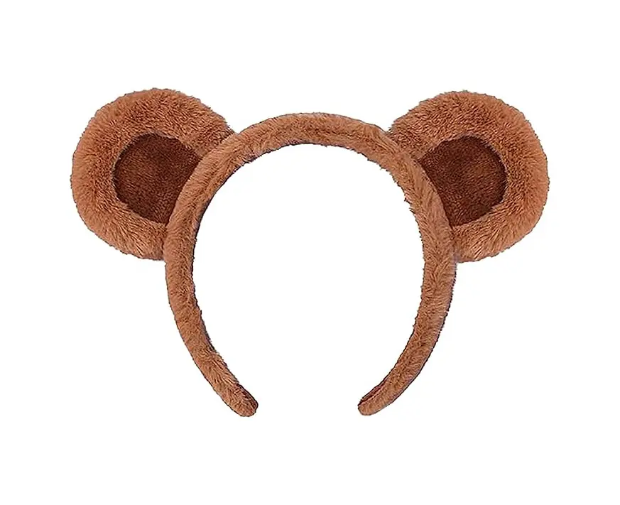 Women's Soft Plush Brown Bear Ears Headband Accessory - Festive Cosplay Costume Decor, Christmas Gift, Face-Washing Headwear