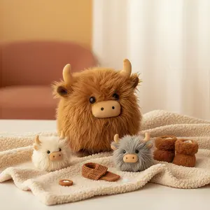 Scruffy Highland Cow Plushie, 8-Inch Fluffy Cuddly Soft Stuffed Animal Toy, Cute and Ugly Aesthetic, Perfect Gift for Animal Lovers, Kids' Gifts