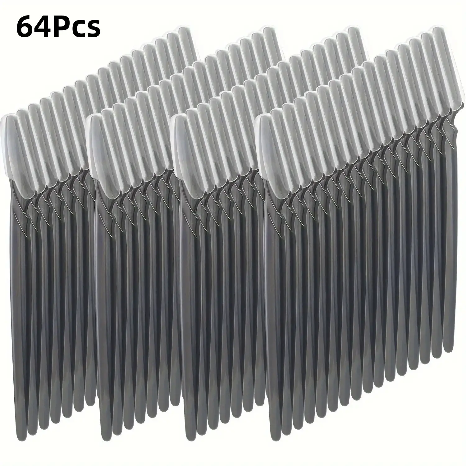 64-Pack Eyebrow Razor Blades with Shaver, Washable Unscented Disposable Razors, Safe Lid Facial Hair Remover, Plastic Razor for Face and Body, Home Beauty Tool