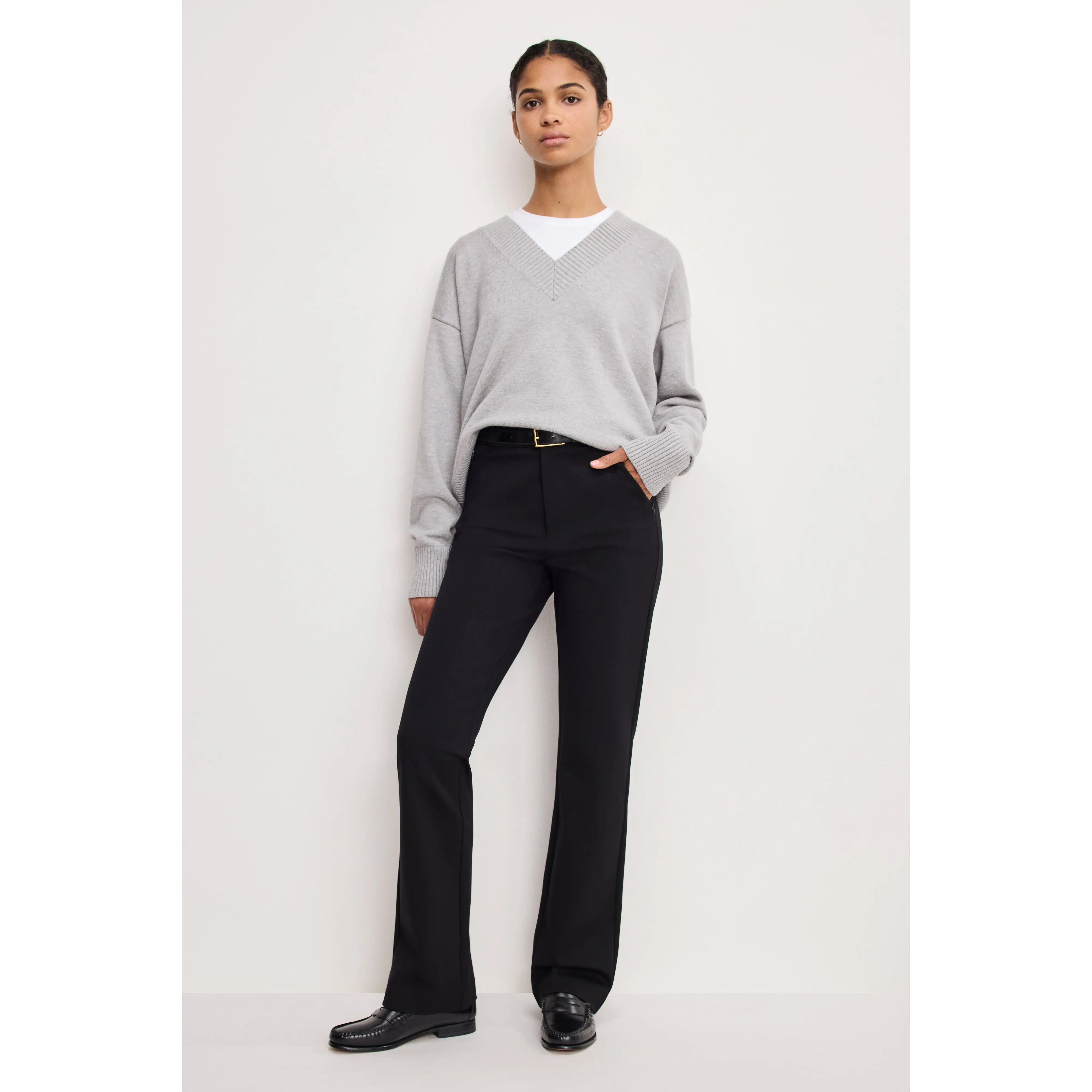 SOFT STRETCH PONTE STRAIGHT TROUSERS | BLACK001 SOFT STRETCH PONTE STRAIGHT TROUSERS | BLACK001