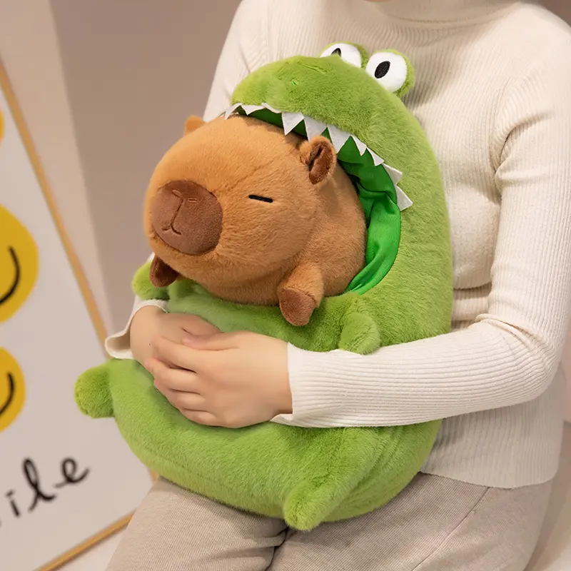 Swamp Alligator Shaped Nest with Capybara Plush Doll Home Sleeping Pillow for Girls and Boys Holiday Gift Soft and Cuddly Unique Design Comfortable Sleep