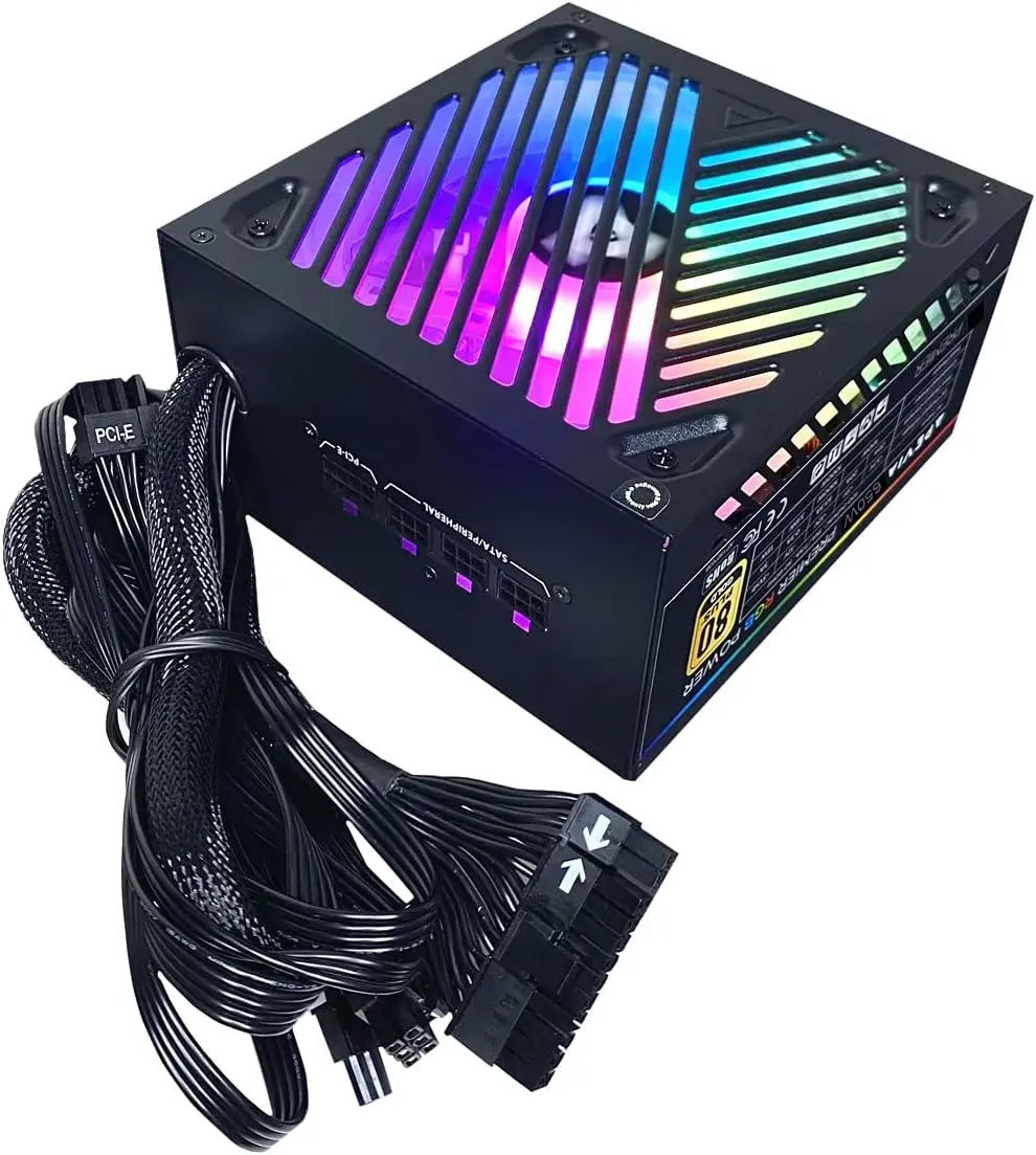 ATX-PM650W Premier 650W 80+ Gold Certified Active PFC ATX Semi-Modular Gaming Power Supply with 366 RGB Light Modes
