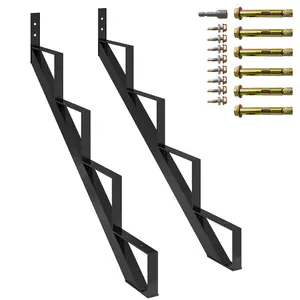 Garvee Steel Stair Step Riser 2-Pack, Heavy Duty Metal Stair Stringer with Reinforcing Legs, Indoor/Outdoor Use, Corrosion-Resistant