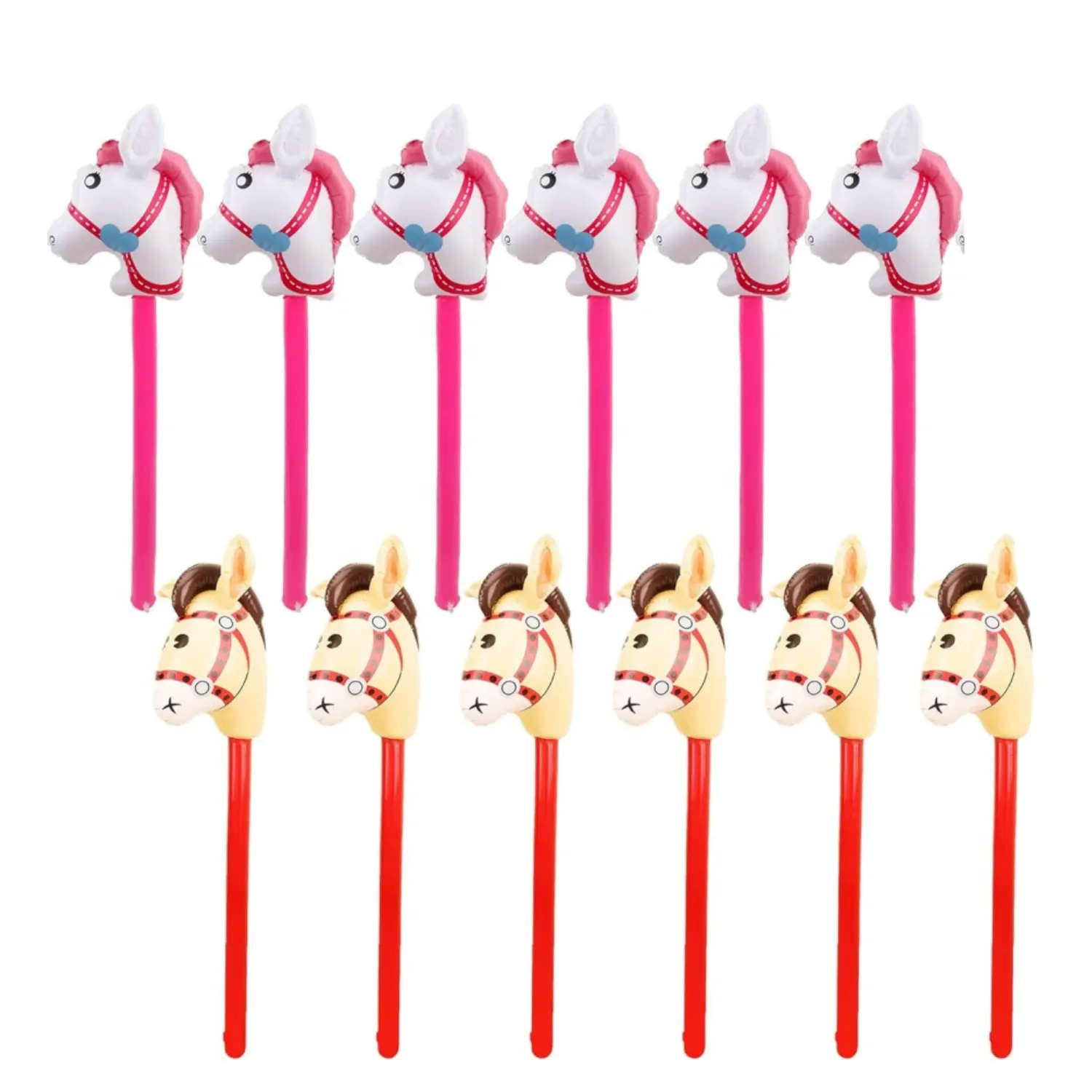 12Pack 37 Inch Inflatable Horse Stick Cute Horsehead Stick Balloon Colorful Inflatable Horsehead Stick Blow Up Pony Stick Toys for Christmas Cowboy Cowgirl Horse Theme Party Decor - Tools & Hardware., 12Pcs(37.4 Inch), Decoration