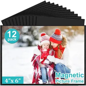 12 Pack Magnetic Picture Frame Magnetic Frame with Black Border Magnetic Photo Frames for Refrigerator 4x6 Reusable Refrigerator Magnets for Pictures Perfect Display Frame