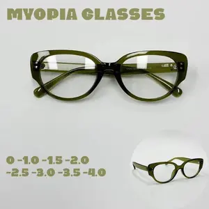 Luxury Cat Eye Finished Myopia Glasses Unisex  Prescription Near Sight  Eyeglasses Anti-blue Light Minus Diopter Eyewear