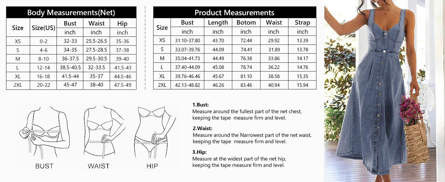 Ebossy Stretchy Smocked Denim Dress for Women Sleeveless Babydoll Button Down Midi Long Jean Dresses