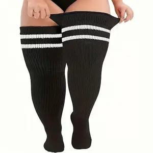 Plus Size Over-The-Knee Socks, Ultra-Wide Long Leg Fit, Knitted High-Cut Cotton Socks for Women, Comfortable and Stylish, Thigh High Socks