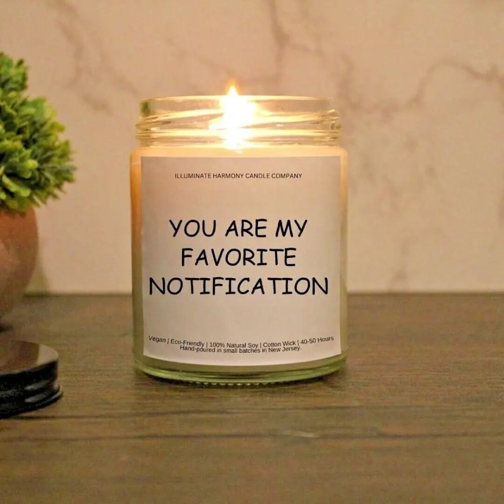 You Are My Favorite Notification Candle | Funny Birthday Candle Gift | Candle Gift For Friends | Eco Friendly 7oz Candle Gift | Joke Candle