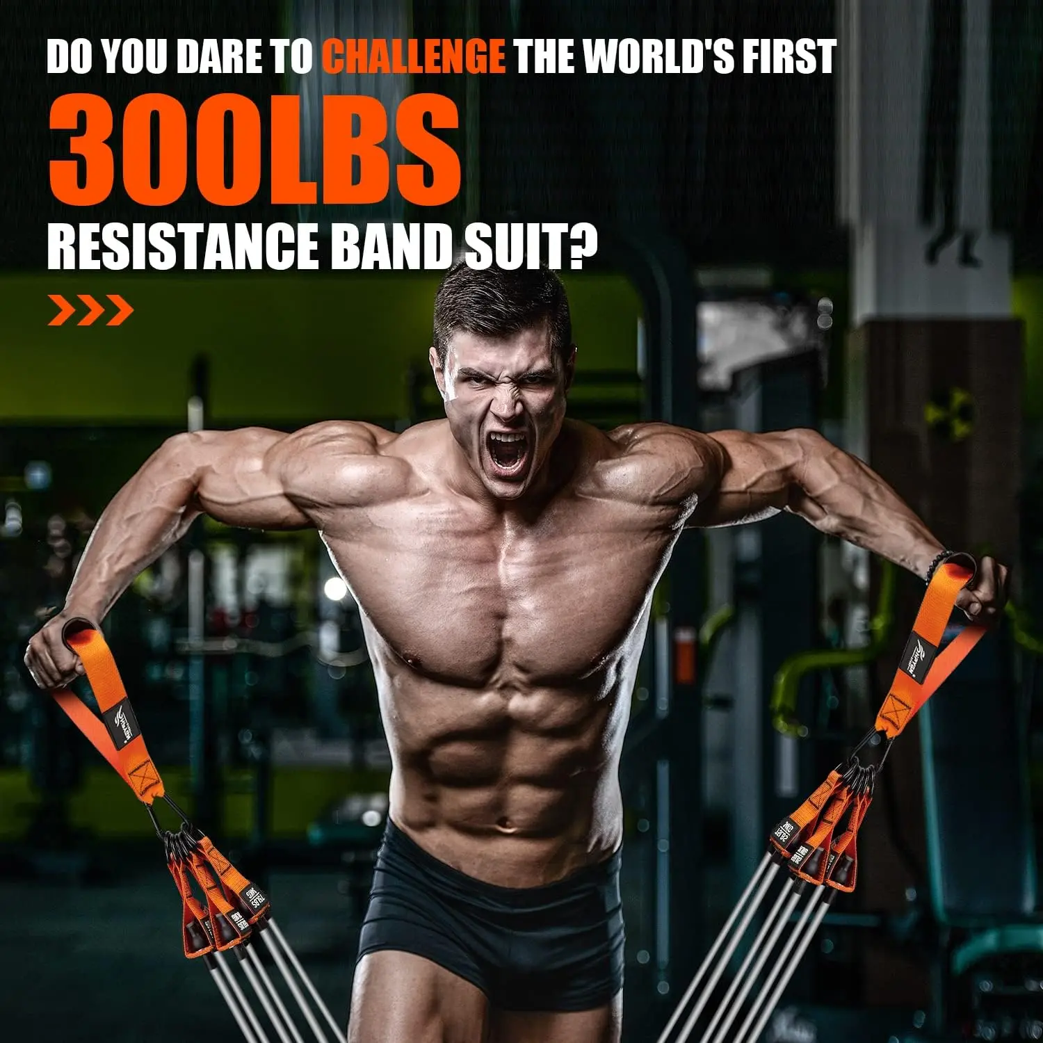 Heavy Duty Resistance Band with Handles – 300LB Strength Level for Intense Home Training, Upper Body, Back, Chest, and Arm Workouts, Ideal for Strength Gains and Muscle Activation at Home,gifts