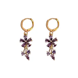 Elegant Green Flower Dangle Drop Earrings for Women