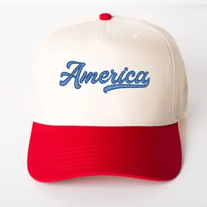 3D Puff Embroidered Retro America - Women's Canvas Trucker Hat