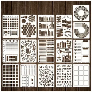 16 Grid Diary Notebook Templates, Happy Planner Journal, Multifunctional DIY Drawing Template Set, Card Scrapbook Accessories, Crafting Kit