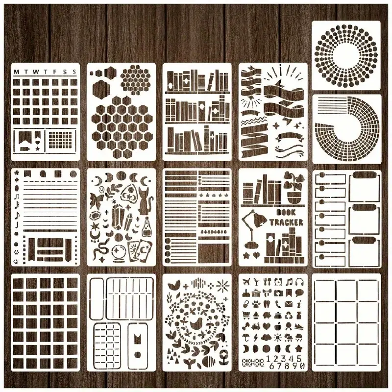 16 Grid Diary Notebook Templates, Happy Planner Journal, Multifunctional DIY Drawing Template Set, Card Scrapbook Accessories, Scrapbooking Tool, Crafting Kit, DIY Kits