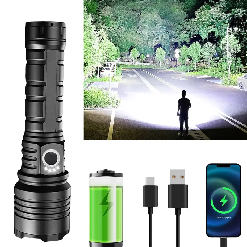 SYADOO LED Flashlight Super Bright portable Rechargeable Waterproof Flash Light for Camping Essentials, Night Outdoor Emergency Lighting Ultra Long Endurance Lighting, #Summervibes