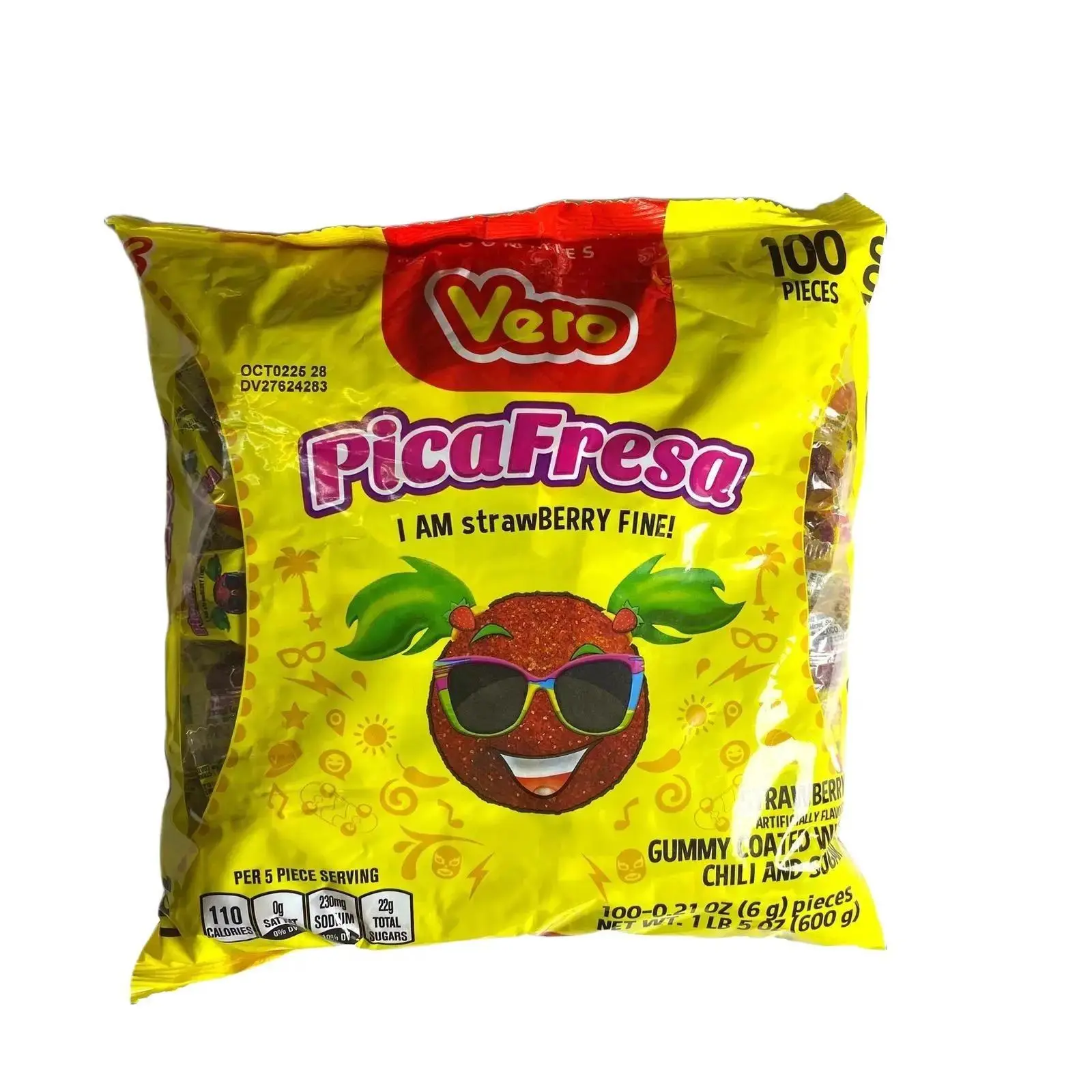 PicaFresa Gummies 100 Snacks Coated with Chili & Sugar Chewy Snack with Tangy Tamarind Flavor