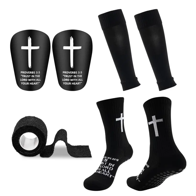 4 pieces of professional football sports equipment: football socks, sports leg covers, football inserts, sports bandages, perfect for outdoor sports, football, basketball enthusiasts - available in multiple colors, Football Accessories