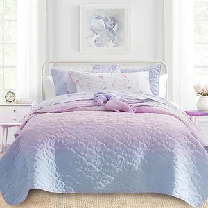 Size 2 count Quilt Set, Bailey Printed Bedding Coverlet Set, Lightweight Soft Reversible Bedspread Sets for All Season (1 Quilt & 1 Pillow Shams)