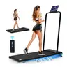 OVER SELF Portable Foldable Treadmill - 2-in-1 Home Fitness Equipment, 2.5HP Quiet Motor (Offices-Friendly), Manual Incline, 300 lbs Capacity, Wheeled Glides, Remote Control Walking Pad Treadmill for Workout Needs
