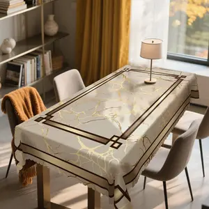 1pc Marble Theme Tablecloth, Rectangular&Round, Marble Stripes Pattern Design, Spring&Summer Decor, Christmas Decor, Party Tablecloth, Kitchen Accessories, Room&Outdoor Decor, The Perfect Gift For Friends' Housewarming&Holidays Gifts