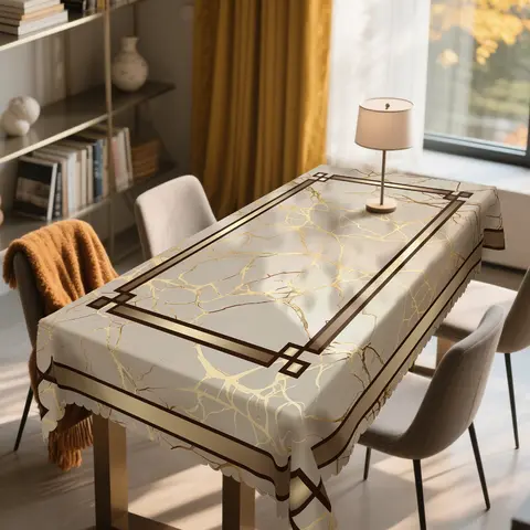 1pc Marble Theme Tablecloth, Rectangular&Round, Marble Stripes Pattern Design, Spring&Summer Decor, Christmas Decor, Party Tablecloth, Kitchen Accessories, Room&Outdoor Decor, The Perfect Gift For Friends' Housewarming&Holidays Gifts