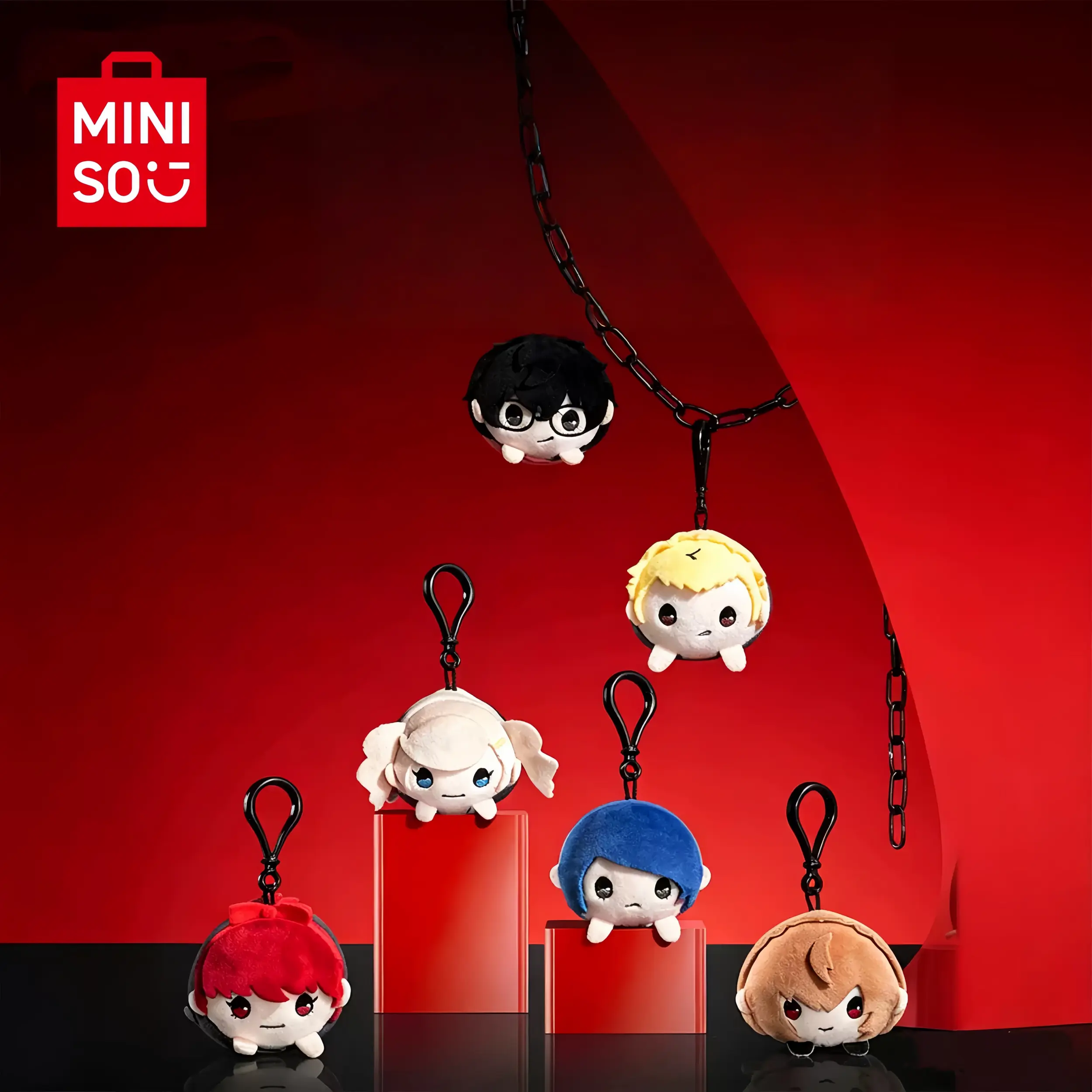 MINISO Persona 5 Royal Plush Keychain,Kawaii Plush Pendant,Chibi Mascot Keychain for Bags and Backpacks,Super Soft Mini Stuffed Doll for Fans Kids Adult,Cute Purse Charm Gift for Anime Lovers Car Key Ring keychain keychains Summerwins