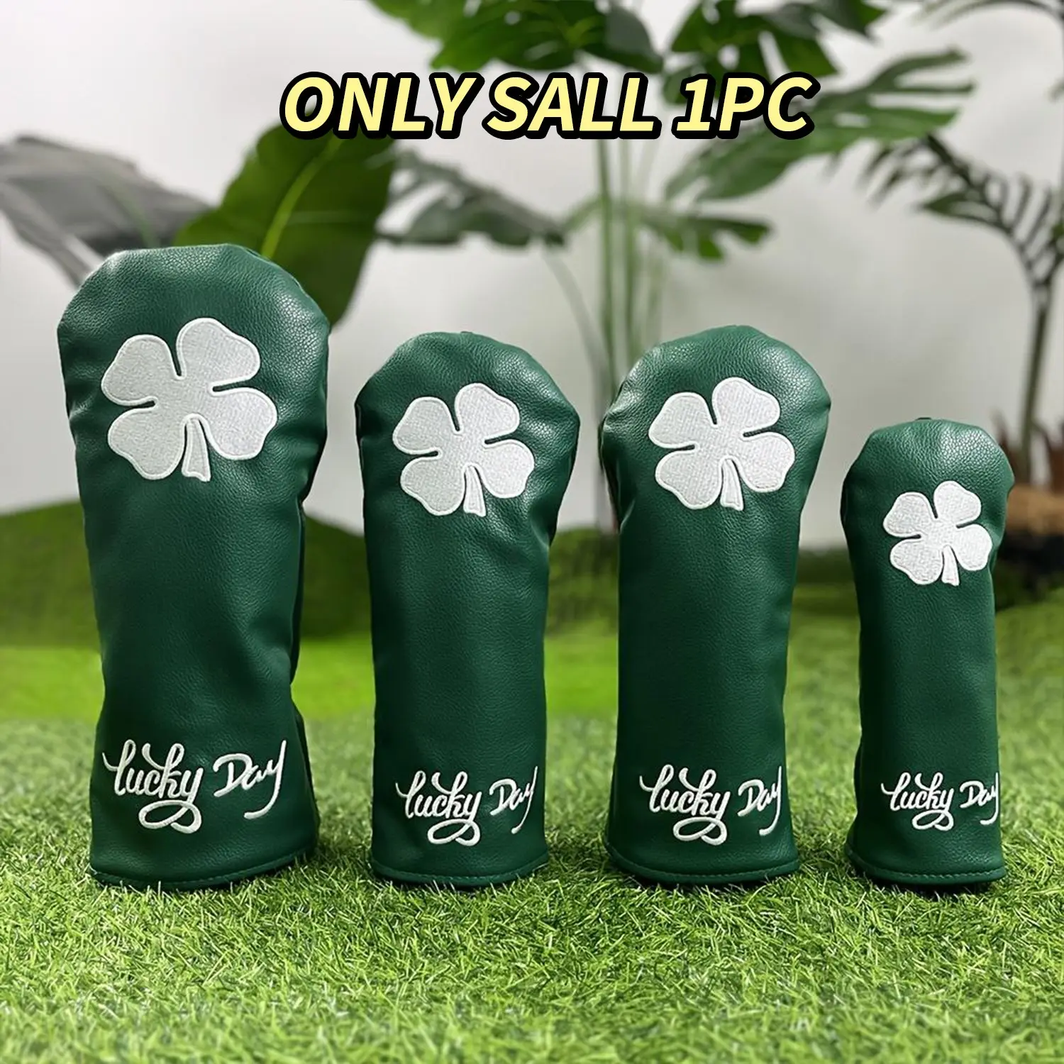 Four-Leaf Clover Golf Club Head Cover, Golf Pack, Durable and Waterproof Golf Accessories, Unique Gift for Golf Lovers, Golf Gift Accessory