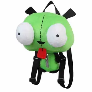 New Alien Invader Zim 3D Eyes Robot Gir Cute Stuffed Plush Backpack Green Bag Xmas Gift 14 inches plush toy