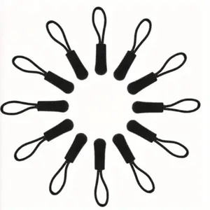 10pcs Replacement Zipper Pulls Black Zipper Pull Cord Extender for Backpacks, Jackets, Luggage, Purses, Handbags