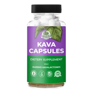 Amazing Botanicals Edible Kava Healthcare Dietary Supplement Capsules - 1000mg Root Extract per Serving, 100% Noble Fijian Powder, 60ct, Non-GMO, Gluten-Free, for Deep Relaxation & Natural Tension Relief