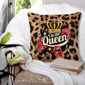 Queen Leopard Print Throw Pillow (With Insert), A Retro and Stylish Decorative Cushion With A Square Zipper; Soft and Comfortable to the Touch, It Is An Ideal Choice for Decorating Sofas, Living Rooms and Bedrooms, and A Perfect Gift for Girls.