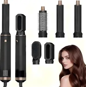 5-in-1 Blow Dryer Styling Comb, Upgraded Hair Dryer Curler Air Curling Styler, Detachable Hot Air Comb Negative Ion Curling Iron. A multi-functional hair styling tool that dries, curls, and straightens hair all in one(Black). Mother's Day gifts.