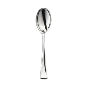 Shiny Metallic Silver Mini Plastic Disposable Tasting Spoons